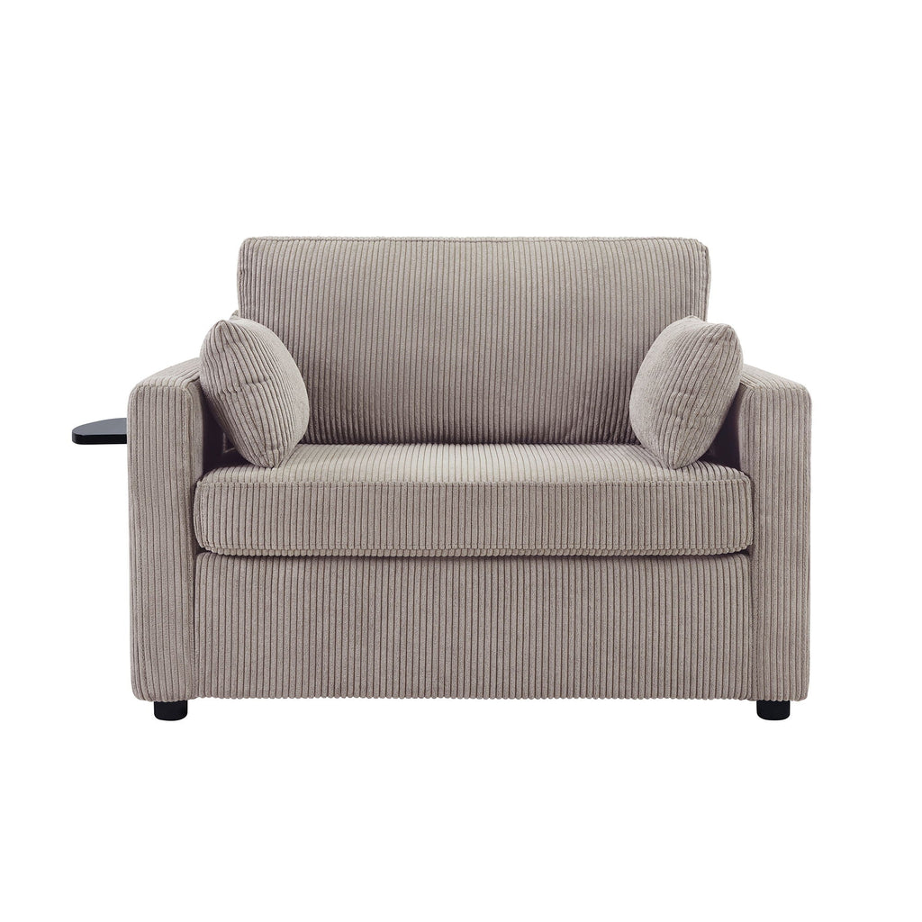 Sleeper Sofa With Foldable Mattress, USB Ports, Side Table & Storage Pocket