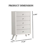 1 Piece Chest With Angled Legs, Wave Texture, Round Knobs - White