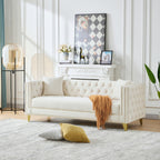 3 Seater Deep Seat Sofa, Sofa With Button Nailhead, Square Arm