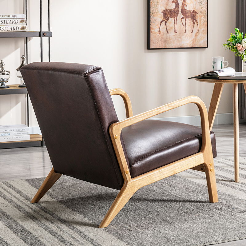 Open Framed Armchair With Cushioning Brown - Dark Brown