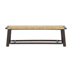 Farmhouse Modern Solid Wood Rattan Bench Multi Functional Design 59" Indoor & Covered Outdoor Bench - Walnut
