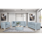 Saree - Sofa - Light Teal Chenille & White