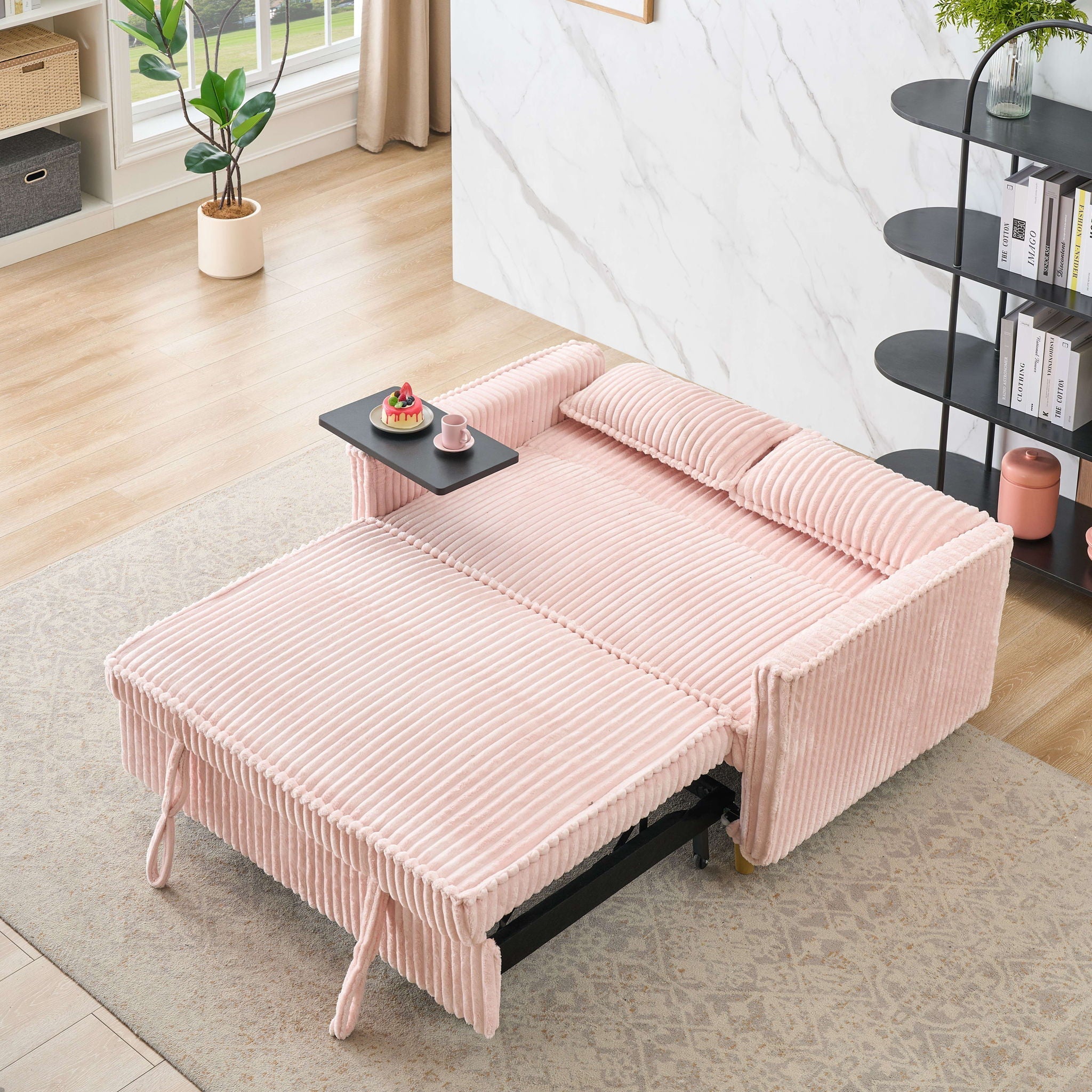 Pull Out Sofa With Movable Tabletop And USB Ports