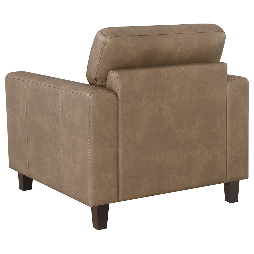 Scotland Faux Leather Upholstered Track Arm Chair Brown