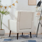 Modern Accent Chair, Arm Chairs For Living Room, Upholstered Mordern Armchair, Comfy Soft Padded Lounge Chair In Small Space, Bedroom, With Pillow, Solid Wood Leg