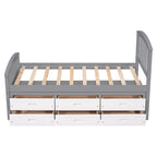 Platform Storage Bed Solid Wood Bed With 6 Drawers