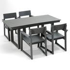 5 Piece Outdoor Dining Set, Table With Umbrella Hole And 4 Armrest Chairs