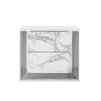 Moon - Marble Nightstand With LED - White