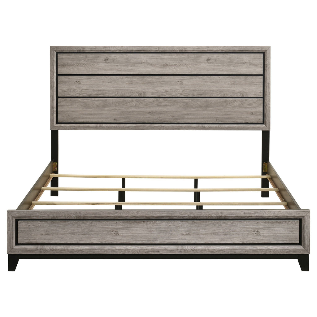 Valen Wood Eastern King Panel Bed Light Taupe