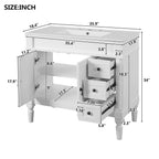 Bathroom Vanity With Ceramic Sink, 2 Doors 3 Drawers, Soft Close Design