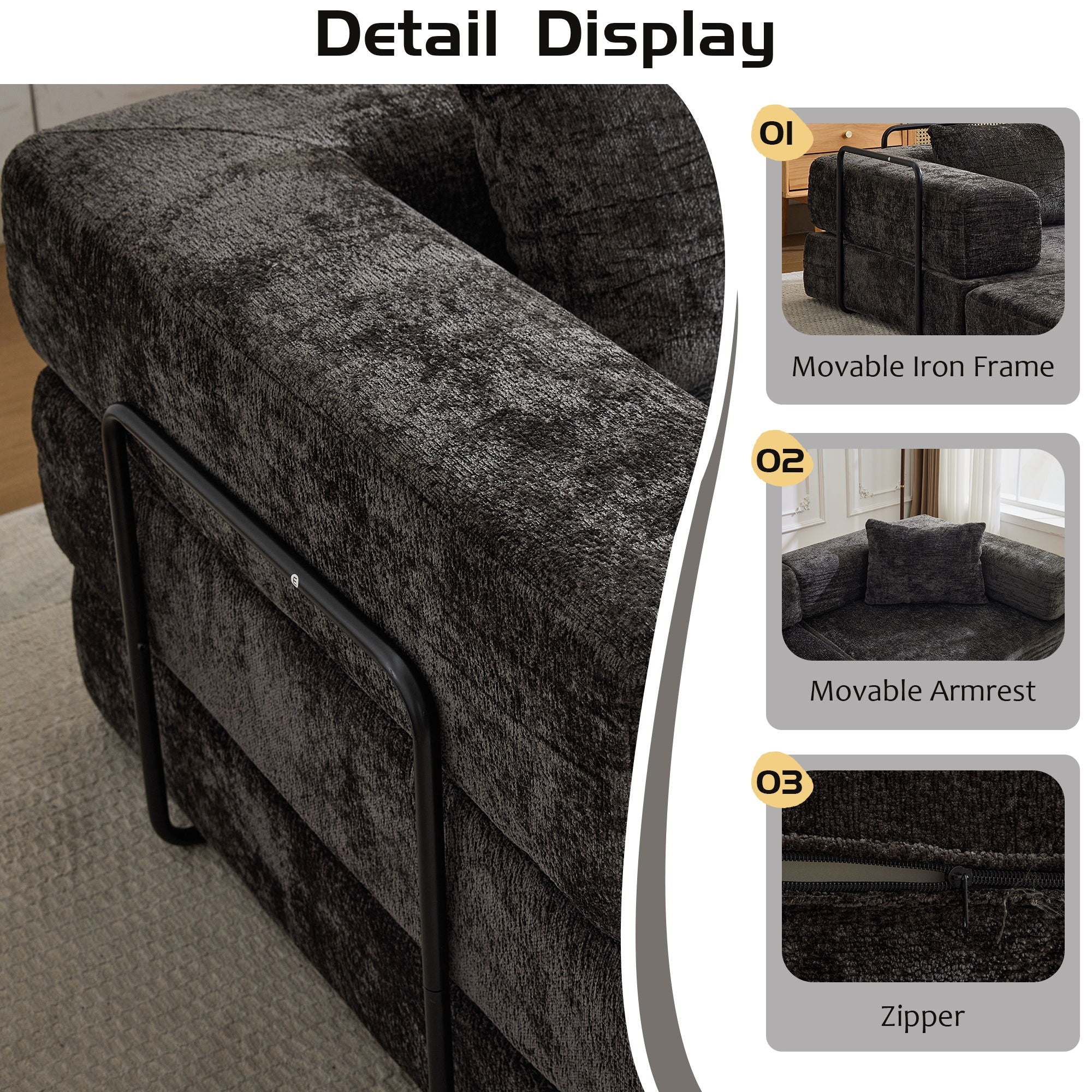 Convertible Floor Sofa Bed, Boneless Modular Sectional Sofa For Living Room