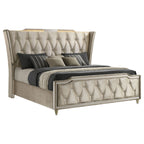 Lorient Eastern King LED Upholstered Bed Ivory and Camel