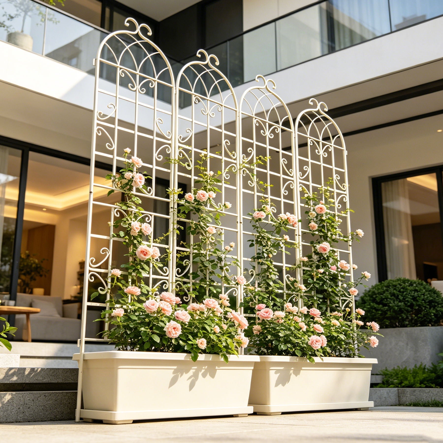 Metal Garden Rustproof Trellis For Climbing Plants Outdoor Flower Support