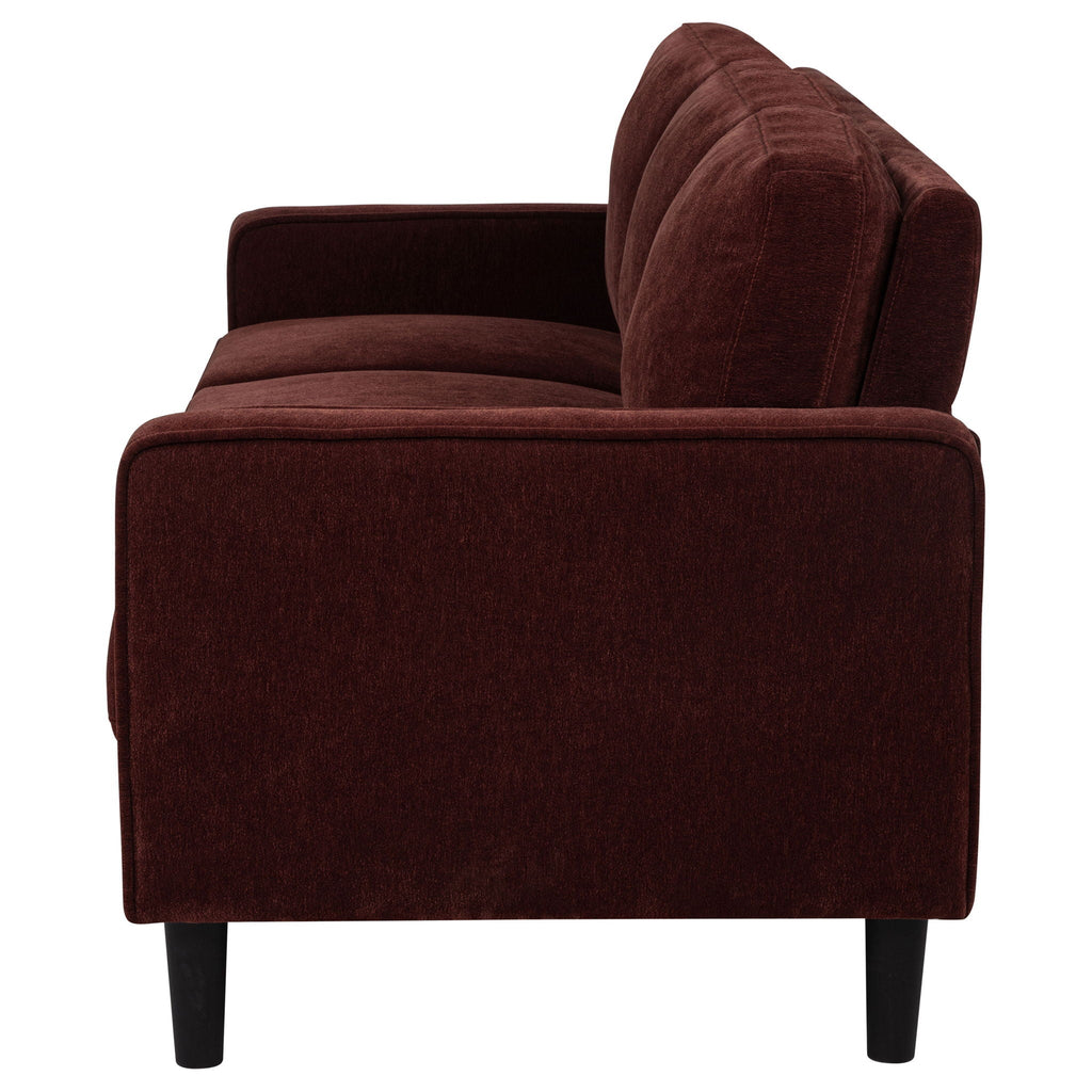Ruth 77-inch Fabric Upholstered Track Arm Sofa Rust Red