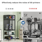 3D Printer Cabinet With Double Layer Filament Storage, T-Shaped Filament Bar, Noise Reducing And Dust Proof Design - Black