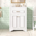 Bathroom Vanity With Integrated Sink, 2 Door Cabinet With Tip Out Drawer, Rectangular Design