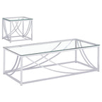 Lille 2-piece Glass Top Coffee And End Table Set Chrome