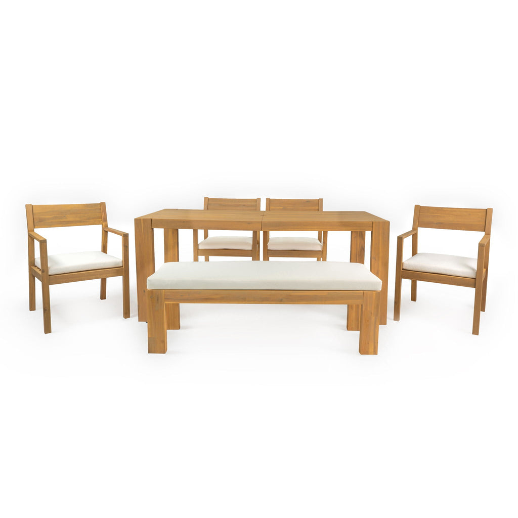 Outdoor Dining Set Rectangular Table With Umbrella Hole