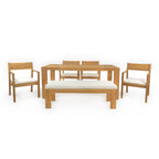 Outdoor Dining Set Rectangular Table With Umbrella Hole