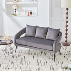 Open Back Loveseat Settee With 3 Pillows