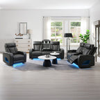Taddeo - Power Motion Loveseat With Console, Speaker, USB, Wireless Charger & LED - Dark Gray