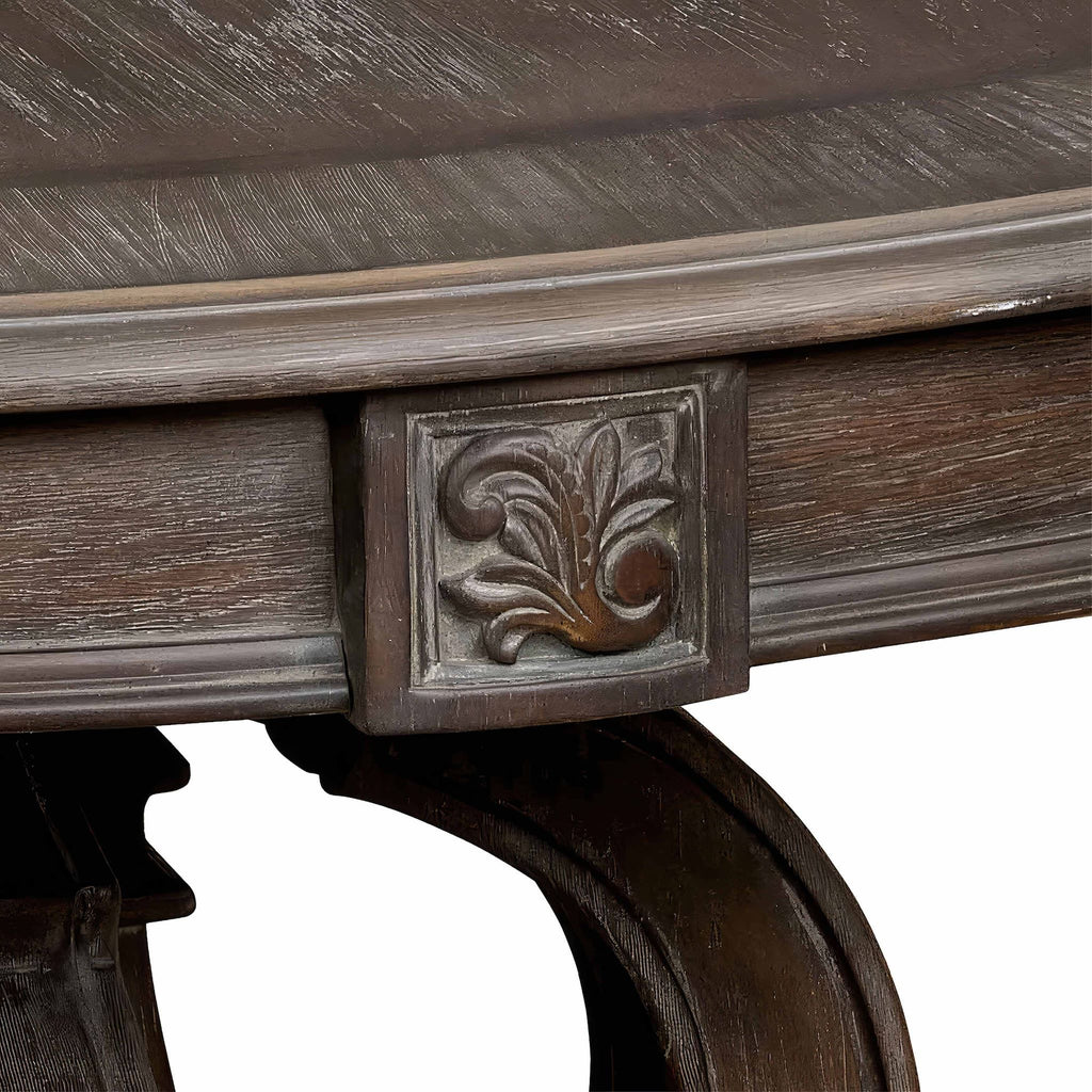 Round Dining Table With Pedestal Base - Natural / Rustic