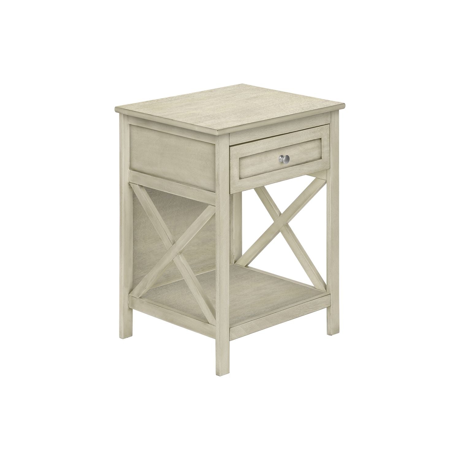 Accent End Table, 2 Tier, Storage Drawer, Transitional Style