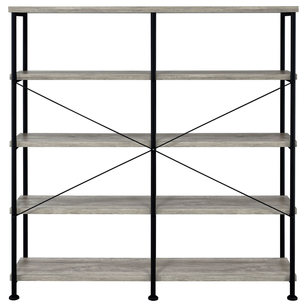 Analiese 63-inch 4-shelf Double Bookshelf Grey Driftwood