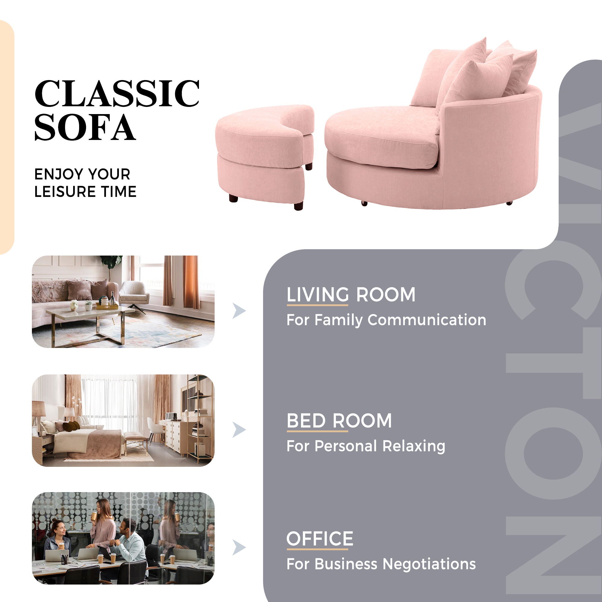 360° Swivel Accent Barrel Chair With Storage Ottoman & 4 Pillows, Modern Leisure Chair Round Accent For Living Room