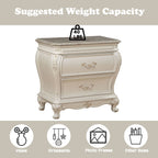Chantelle - Nightstand With Marble Top - Pearl White