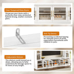 All-In-One Entertainment Center With Bookshelves & Tempered Glass Doors, TV Console Unit For Living Room