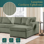 Oversized Sectional U-Shaped Sofa With Chaise Lounge And Three Soft Throw Pillows