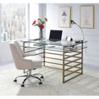 Shona - Writing Desk - Clear Glass Top & Antique Gold