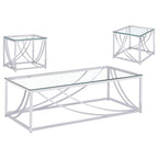 Lille 3-piece Glass Top Coffee And End Table Set Chrome