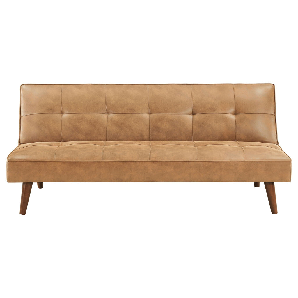 Jenson Upholstered Tufted Convertible Sofa Bed Saddle Brown