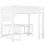 Gaming Loft Bed With Desk, Storage Shelves, LED And Charging Station