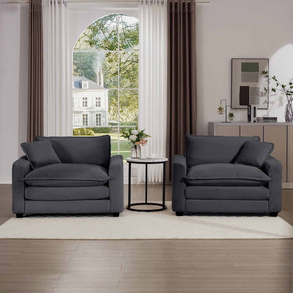 Modern Classic Fabric Single Chair Deep Seat Sofa With Pillow