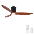 Low Profile Flush Mount Ceiling Fan With Light And Reversible Quiet Motor - Matte Black