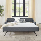 Size Upholstered Daybed With Trundle And USB Charging Armrest