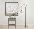 Dylan - Wooden End Side Table Nightstand With Glass Top And Drawer