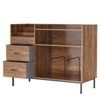 Grain Record Player Stand, Media Console With Speaker Shelf & 2 Drawers