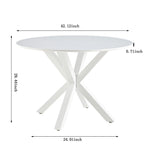 Table Mid-Century Dining Table For 4 - 6 People With Round Table Top, Pedestal Dining Table, End Table Leisure Coffee Table, Cross Leg