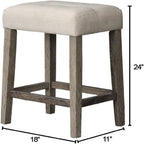 3 Piece Counter Bar Dining Set Table With Electric Outlet And 2 USB Ports, Tufted Upholstered Stools - Brown / Beige