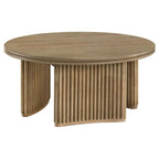 Adina 3-piece Round Coffee Table Set Distressed Light Brown