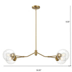 Jewel - 4 Lights Chandelier Ceiling Hanging Light Fixture - Clear / Gold