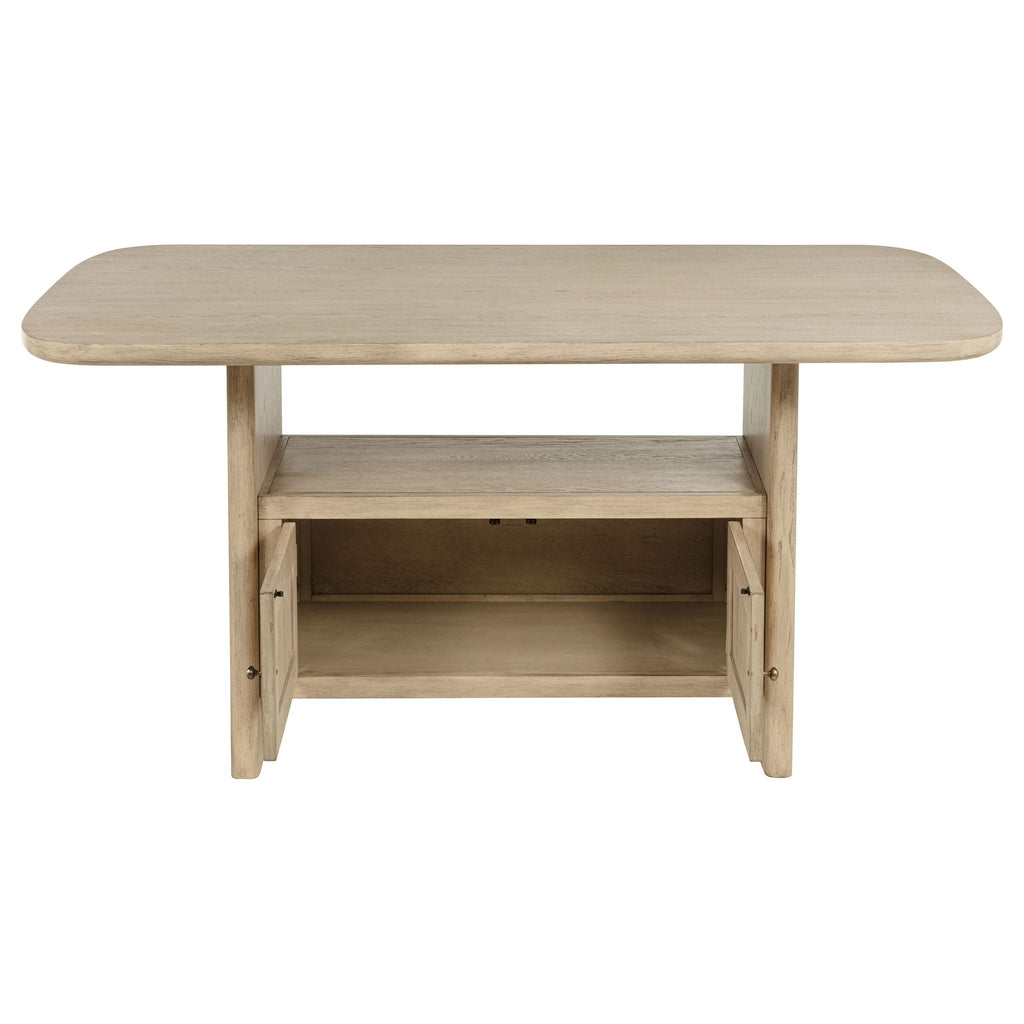 Kailani Cane Counter Height Storage Dining Table Beige Oak