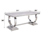 Zander - Dining Table - White Printed Faux Marble Top & Mirrored Silver