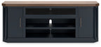 Landocken - XL TV Stand W/Fireplace Option - Brown / Blue