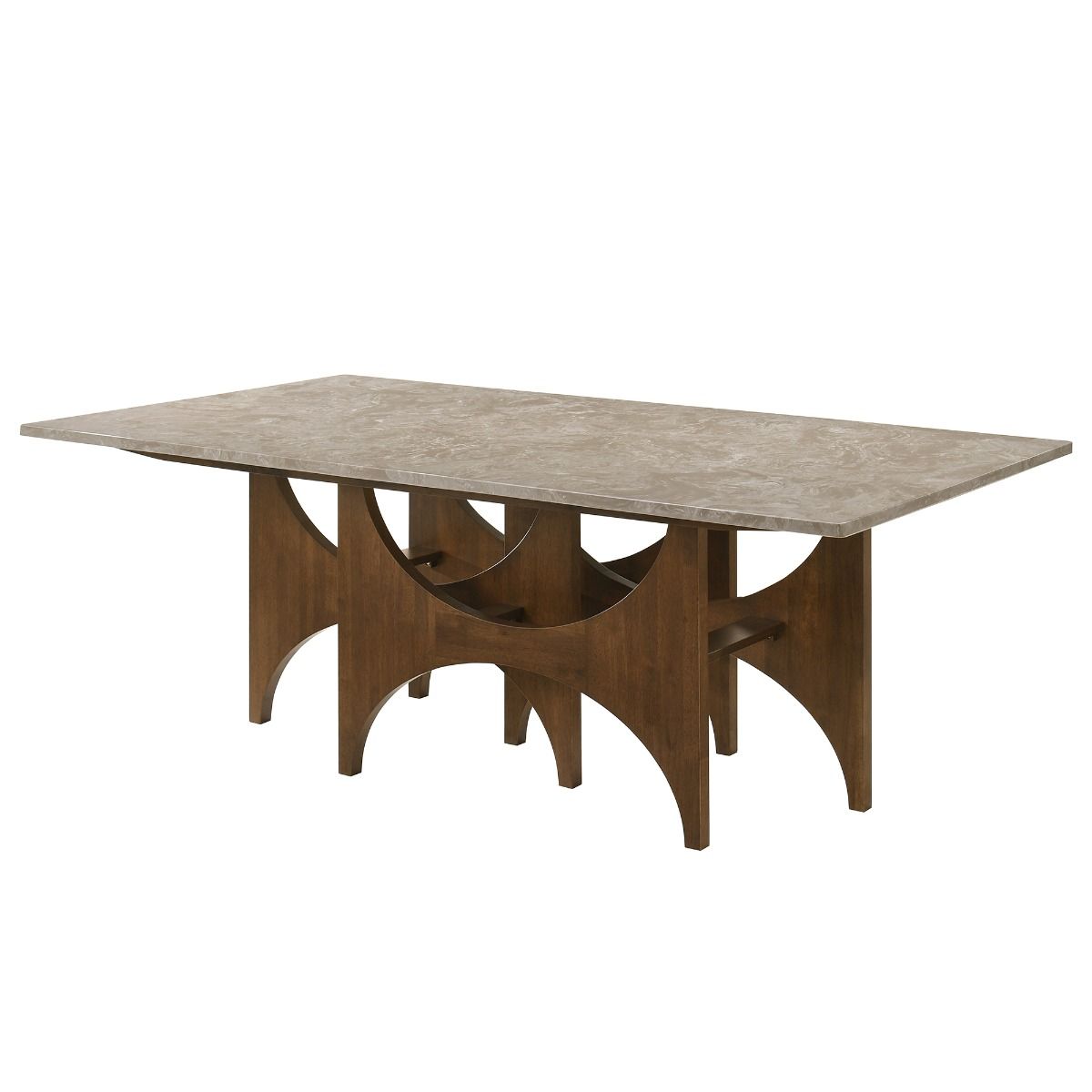 Oleia - Dining Table With Engineered Marble - Natural Marble & Walnut
