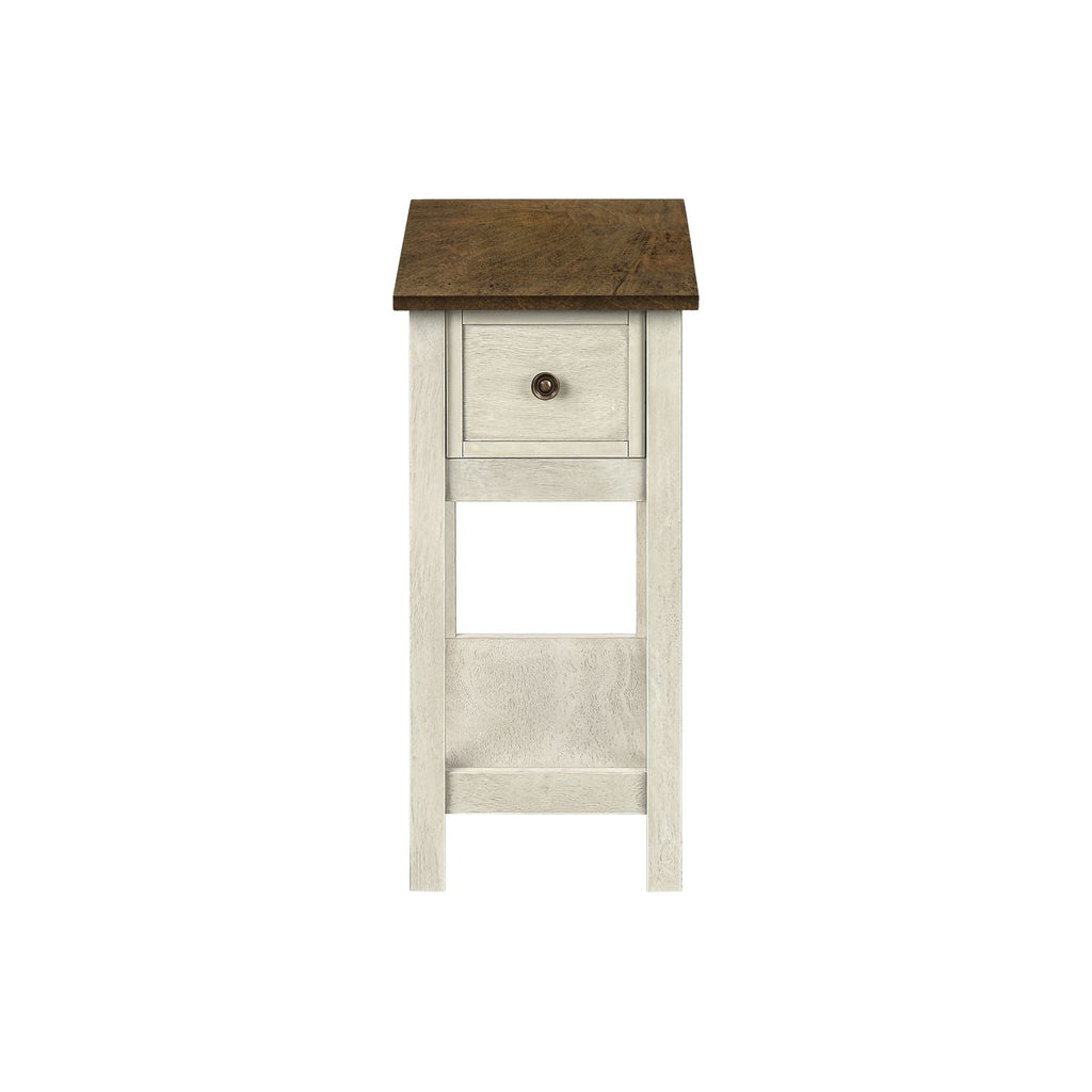 Accent End Table, 2 Tier, Narrow, Lamp, Storage Drawer, Charming Design